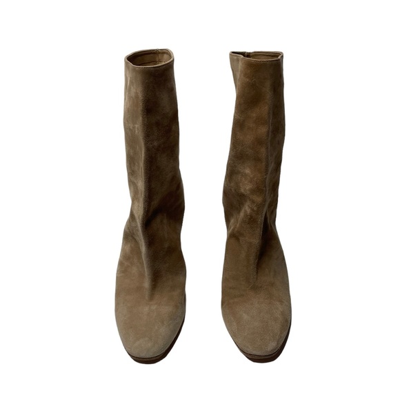 Aquazzura | Boogie Slouchy Scrunch Suede Bootie in Tan 37 - Picture 10 of 13